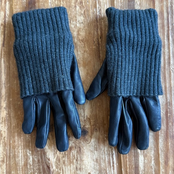 Echo New York black leather gloves with a knit overlay - Picture 1 of 4